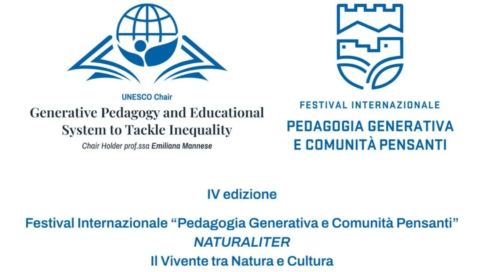 Festival Pedagogia Generativa 2027: NATURALITER. Il Vivente tra Natura e Cultura